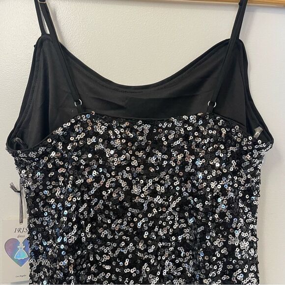 Iris Los Angeles Sexy Shimmer Sequin Women's Mini Dress Black/Silver (Size L) - Picture 5 of 12